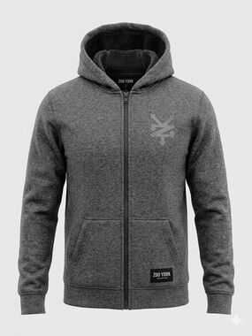 Zoo York Faux Fur Lined Full Zip Hoodie - Gray Camo Logo